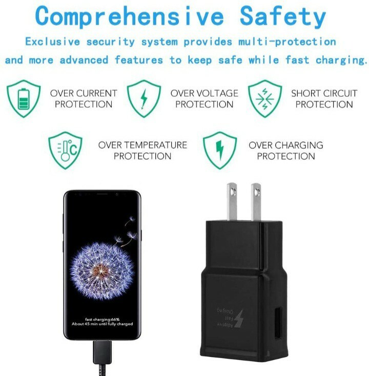 Adaptive Fast Charging Type C Cable + Wall Charger Adapter USB-C Cord 9V 1.67A gallery