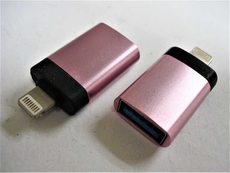 LOT of 2 USB (Female) to 8-Pin (male) OTG Adapter for iPhone iPad iPod PINK
