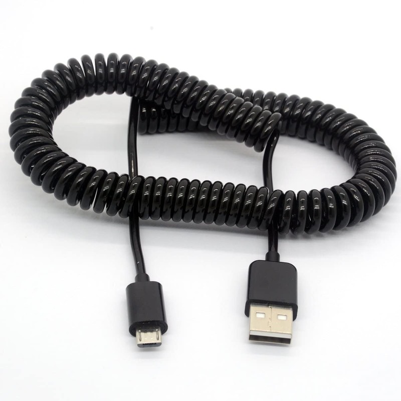 Coiled USB To Micro USB Cable Spring Spiral 2.0 Male To Micro B 3M 9.8 FT gallery
