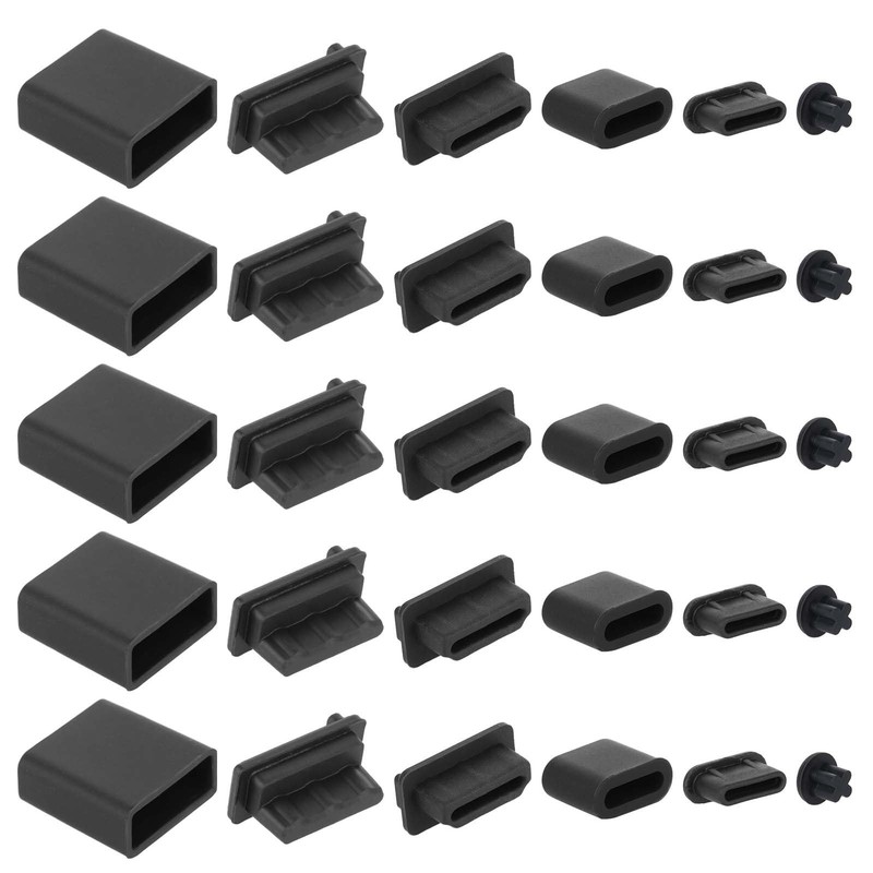 30Pcs 6 Type Silicone Anti Dust Cover USB Cover Port Plug Caps USB Type-A Plu...