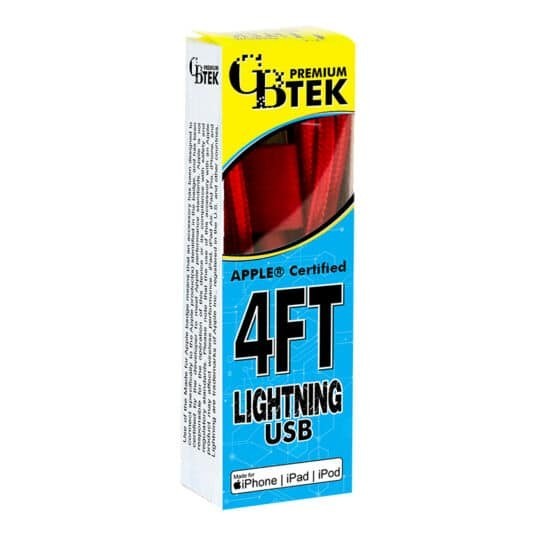 CBTEK iPhone MFI Certified 4ft Cables Lightning USB, Red gallery