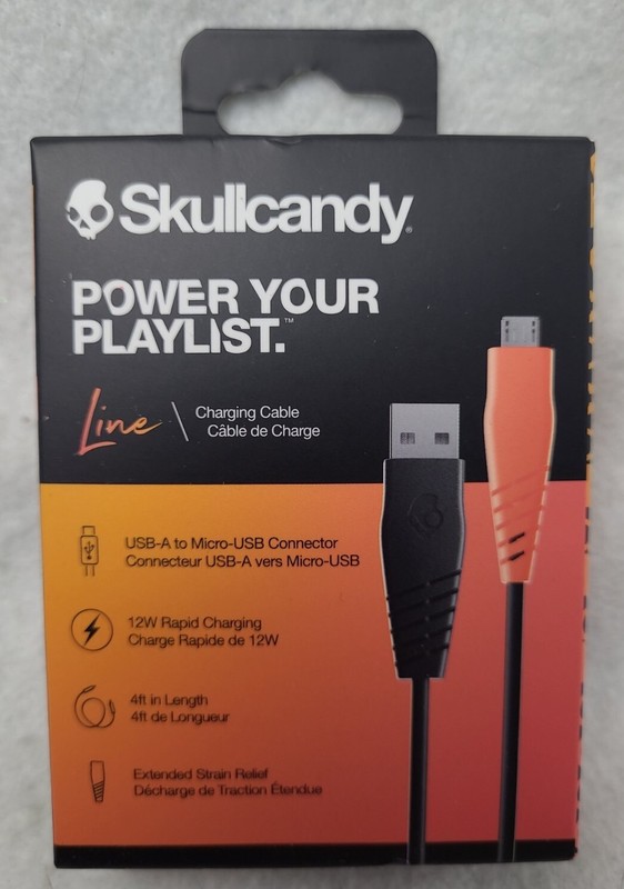 Skullcandy Line 4ft Charging Cable USB-A to Micro-USB Connector. New.