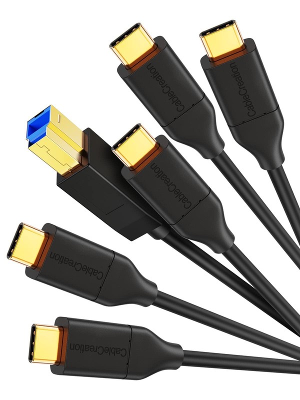 USB 3.1 Type C to B Cable 4FT 5-Pack, 10Gbps for Thunderbolt 3, MacBook, Hard Dr