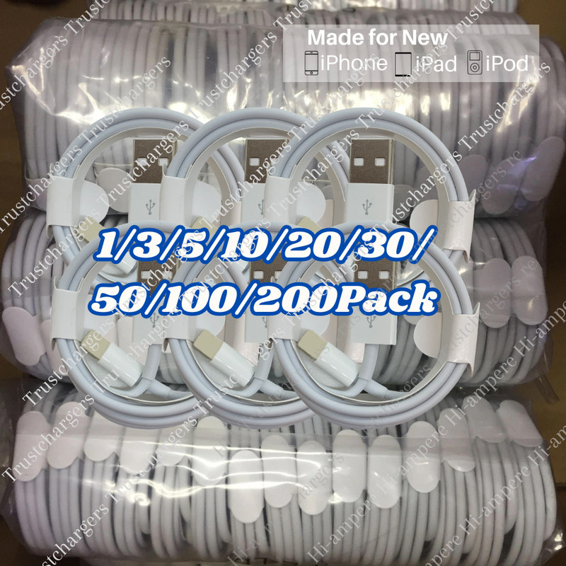 1-200X Lot USB Fast Charger Cable 3Ft 6Ft Cord For iPhone 5 6 7 8 XR 11 12 13 14