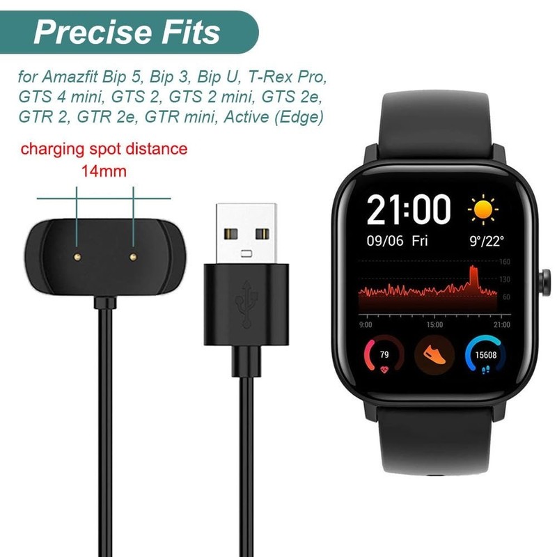 Charger for Amazfit Bip 5, Bip 3, Bip U, T-Rex Pro, GTS 4 Mini, GTS 2, GTS 2 ... gallery