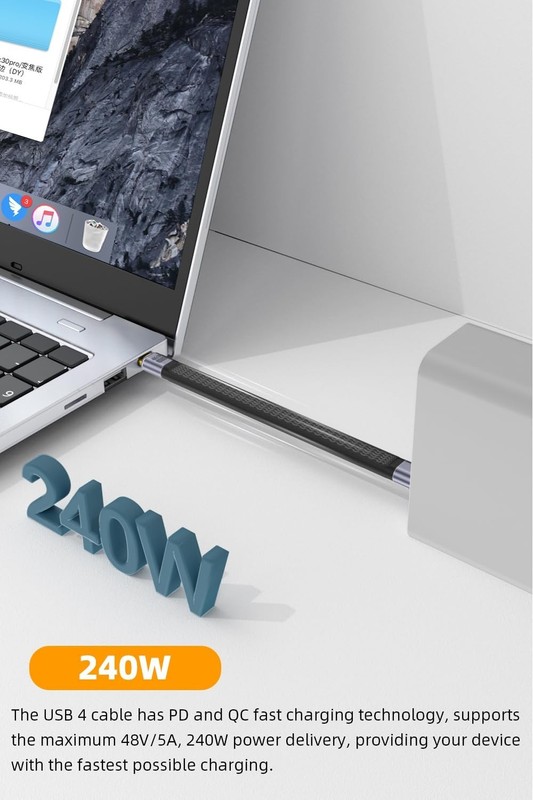 USB C Cable 5.3 inch, Type C 240W Fast Charging, 40Gbps Data Transfer gallery