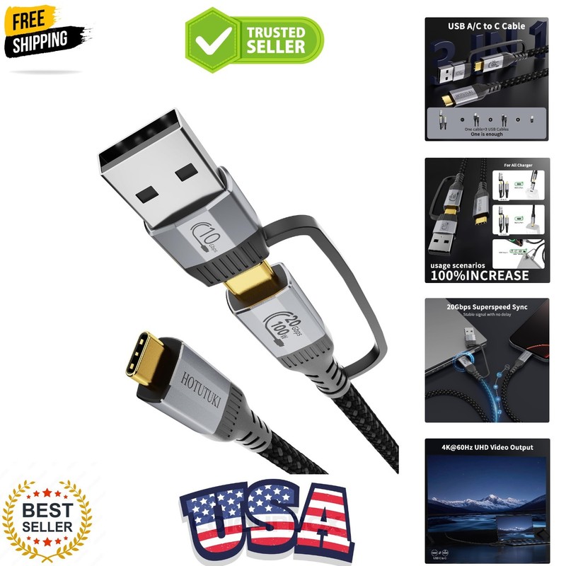 USB a to USB c Cable 3.3FT Multi Functional 2in1, usbc 3.2 Gen 2X2,20Gbps Hig…