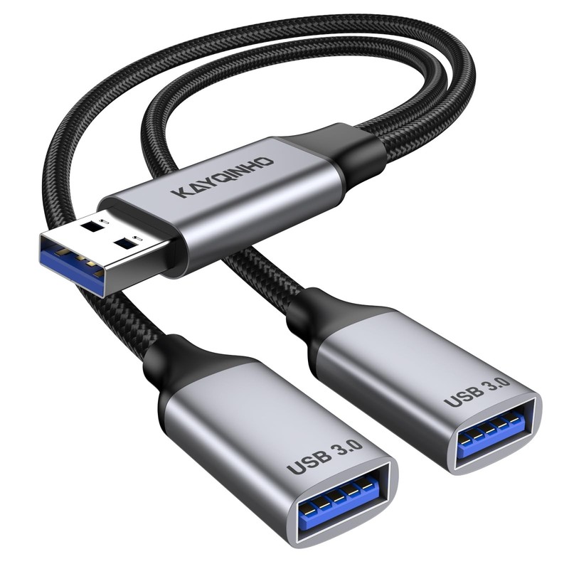 USB 3.0 Splitter 1 in 2 Out, USB Splitter Y Cable, USB Male to 2 Female Cable…