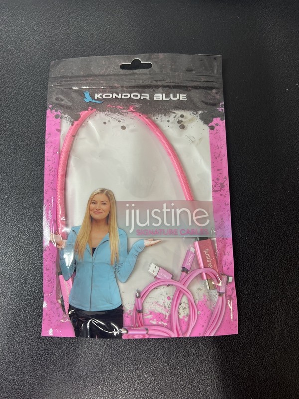 ijustine X Kondor Blue 1’USB-C To USB-C Right Angle Cable (Pink)