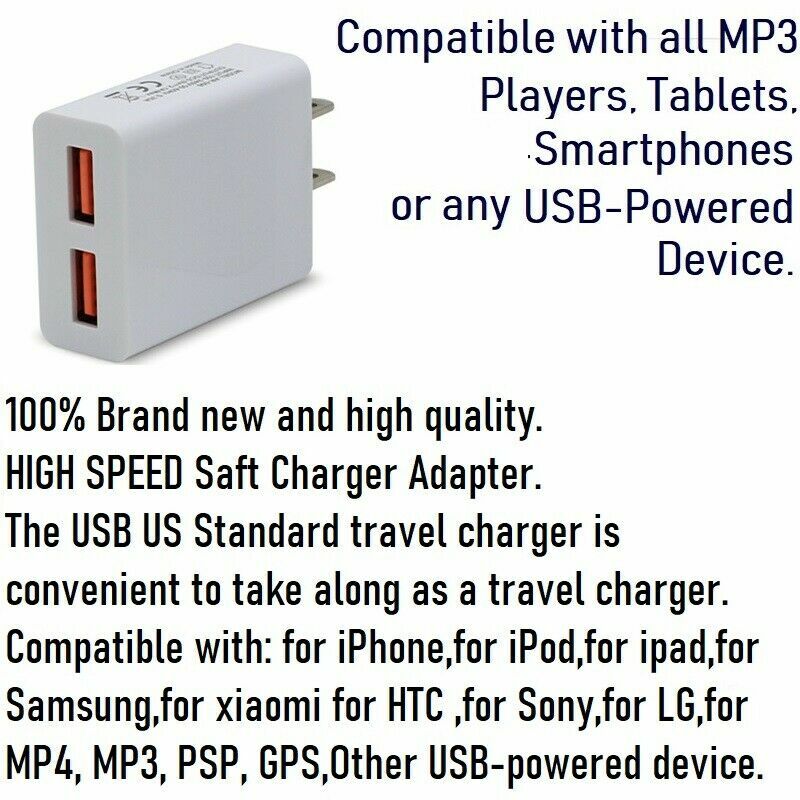 3ft USB Cable + 10W Dual Port Wall Charger For Iphone 6s,7,8,8+,X,XS,XR,11 [SS10 gallery