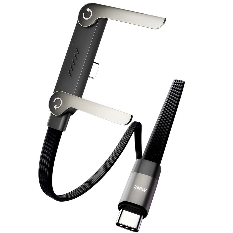 2-in-1 Invisible Holder Charger Cable–240W Fast Charging Cord with Phone Stand gallery