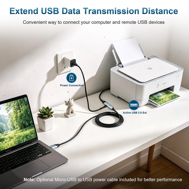 USB 3.0 Active Extension Cable 50Ft,Type A-Male to A-Female Extender Cord wit... gallery