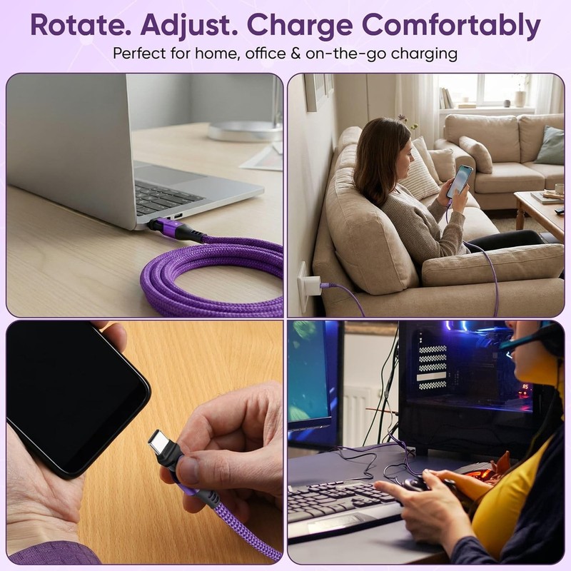 Durable 6ft USB Type C Cable, 240W Power Delivery with 180° Rotation gallery