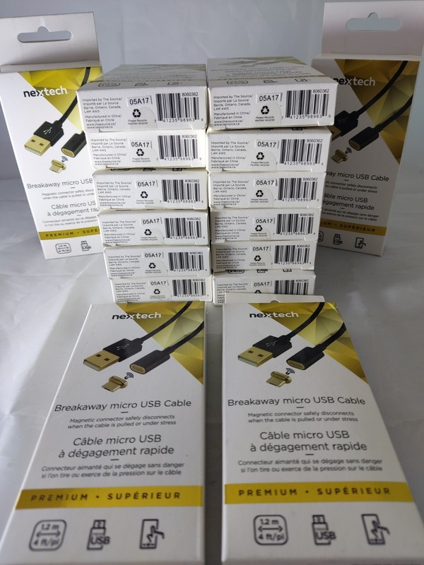 12x Lot of Braided Magnetic Breakway Micro USB Cables 4ft NEW Boxed W1