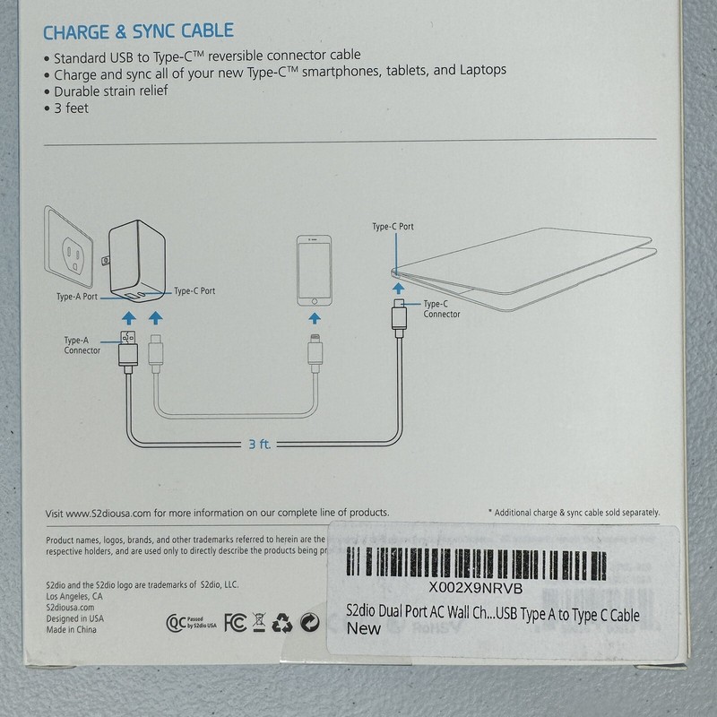 S2dio 25W Duo USB-C Power Adapter Wall Charger Cable Black IOS Android New gallery