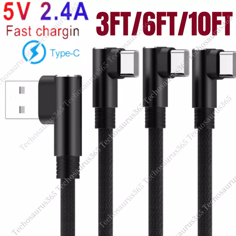 3x 90 Degree For Samsung Galaxy Android Type C USB C Fast Charging Charger Cable