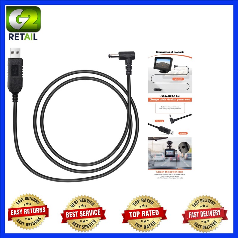 3.3Ft USB to DC Charger Cable for Furrion Vision S Monitor – Lightweight & Safe