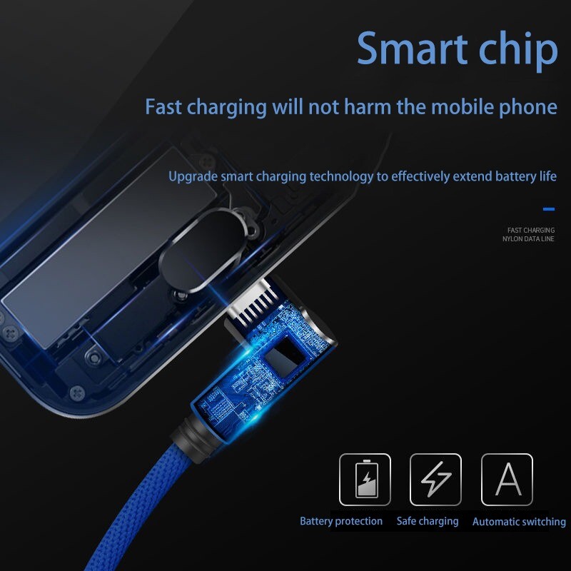 3A USB Micro Charging Cable Fast Quick Charging Data Cord 90 Degree Elbow 25cm gallery