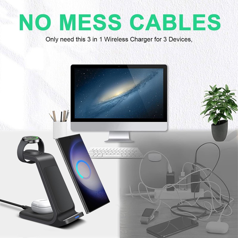 3in1 Fast Wireless Charger Dock Station For Samsung Galaxy S25 S24 Note9 Watch 7 gallery