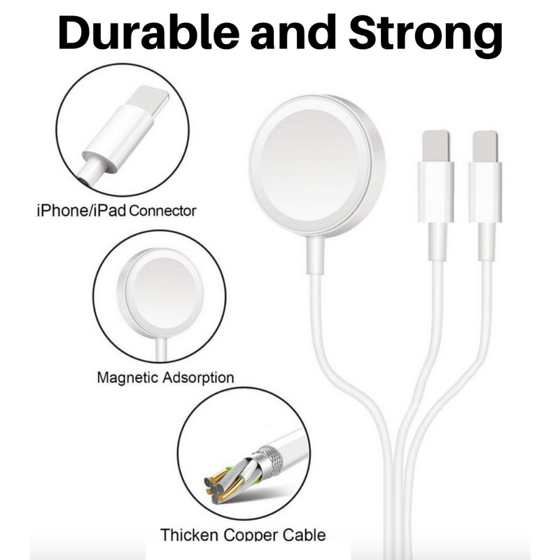 For Apple Watch iWatch SE 6 5 4 3 2 1 iPhone XR 3 in1 USB Magnetic Charger Cable gallery