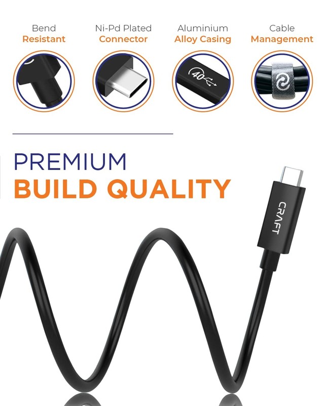 4 Ft Black USB4 Type C Thunderbolt 4 Data Cable 100W Fast Charger 40 Gbps gallery