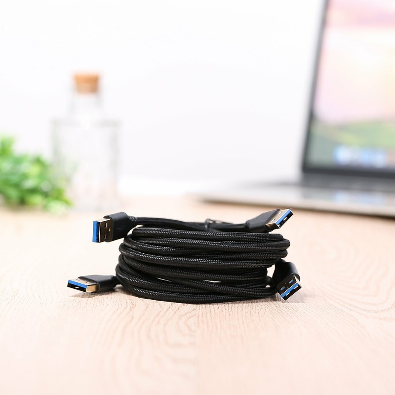 2-Pack USB 3.0 Cable Male To Male, Braided 6 Ft Type A Double End Cord Black gallery