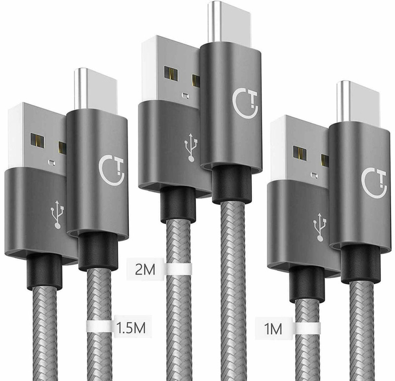 USB C Cable 3Pack/3ft5ft6.6ft Type C Nylon Braided Fast charging Samsung Galaxy.