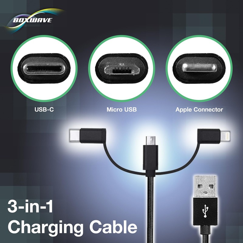 Cable Compatible with LG Tone Flex HBS-XL7 - AllCharge 3-in-1 Cable - Jet Black gallery