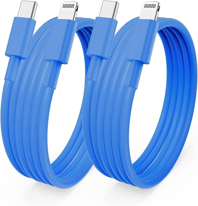 Cionum 2Pack 6ft USB C to Light-ning Fast Charger Cable Blue
