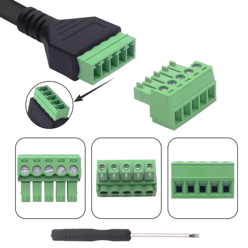 2 PCS Micro USB To 5Pin Screw Terminal Block Solderless Adapter 30cm Cord gallery