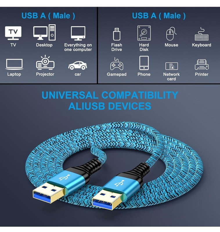 ANDHOT USB Cable Male to Male 2-Pack Braided 6ft USB to USB Cable Type ... gallery