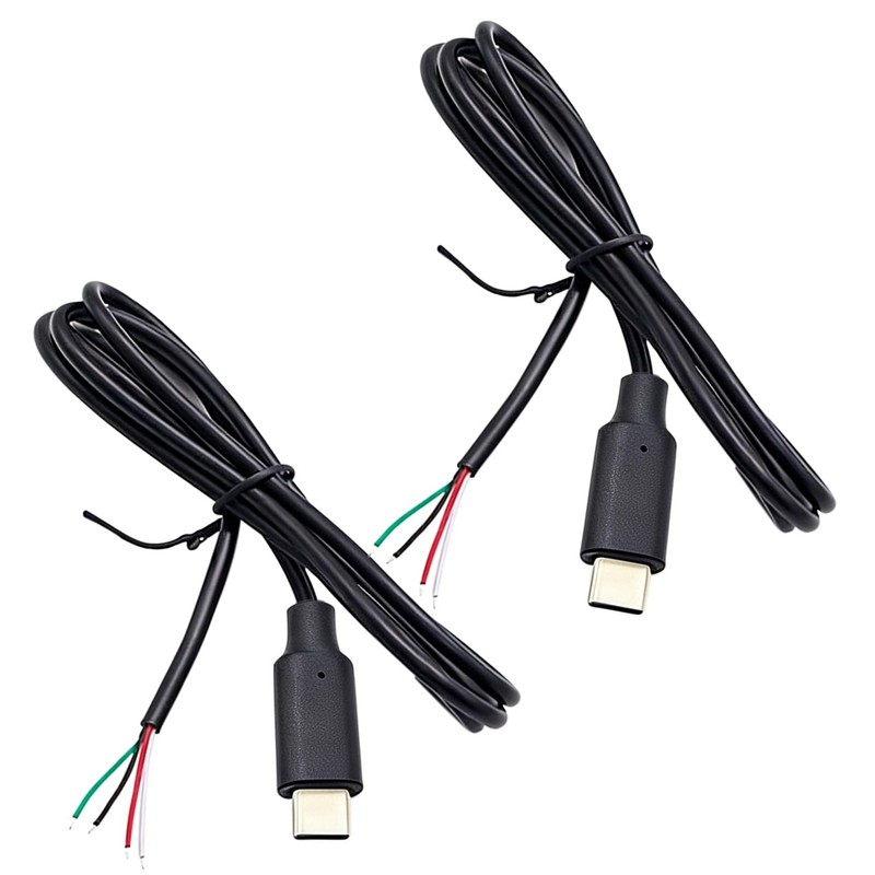 2 PCS 3 Ft USB C to 4 Pin Bare Wire Open End Power Cable 20+28AWG 5V 5A OTG