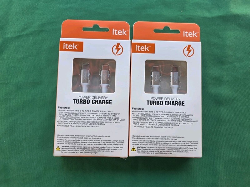 2PK Itek High Speed Charging Cable Type-C To Type-C 4 Feet Long gallery