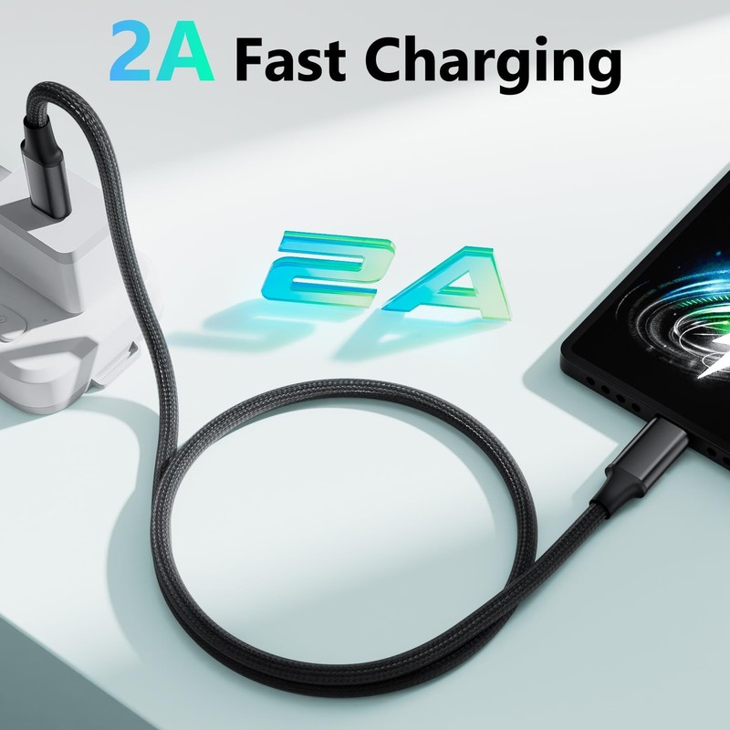 USB C to Mini B 5 Pin Braided Cable 0.25M OTG Data Sync Charging For GoPro PS3 gallery