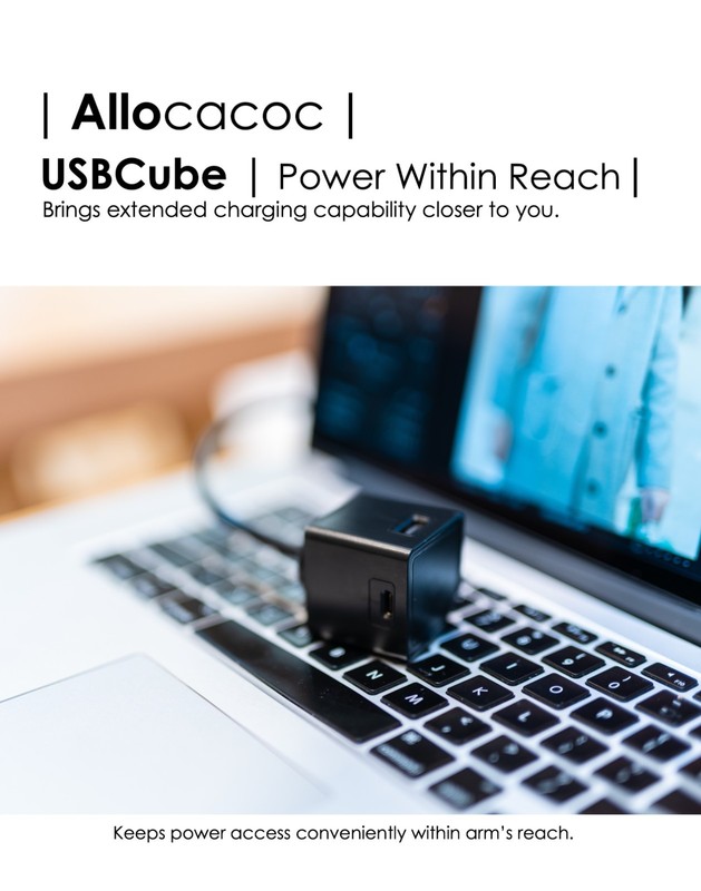 USBcube Extended USB-C + A 3ft 4 port Travel Adapter Wall Charger Power Strip gallery