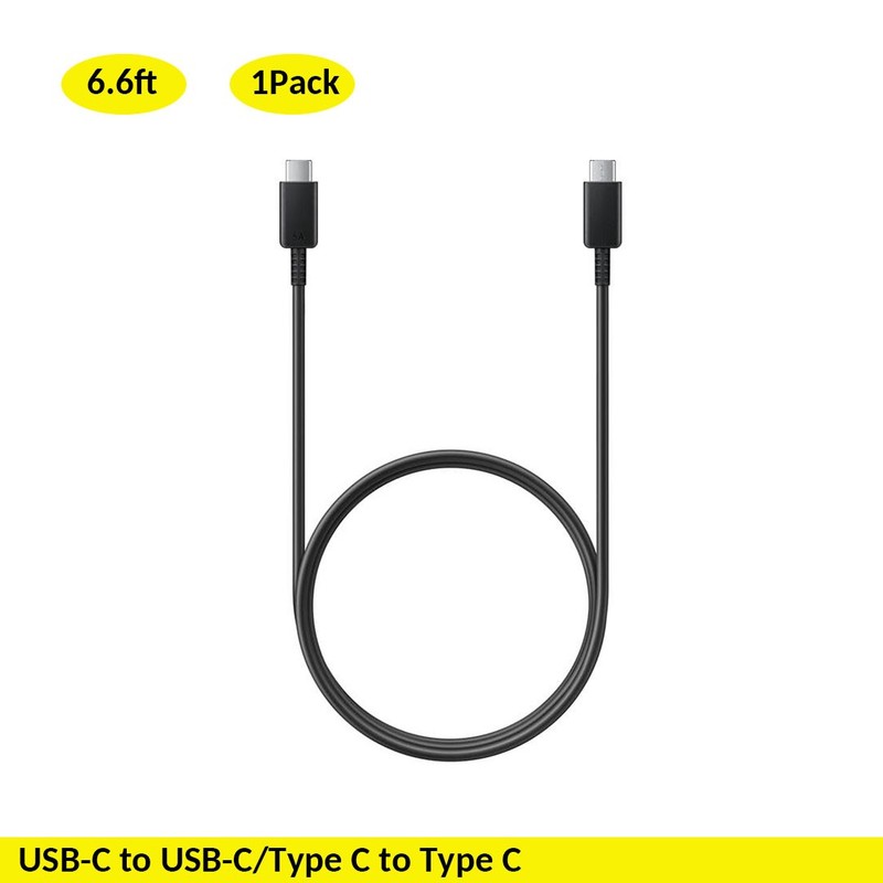 6.6Ft USB-C to USB-C Fast Charging Cable Type C Cable Cord For Samsung 1PC Black