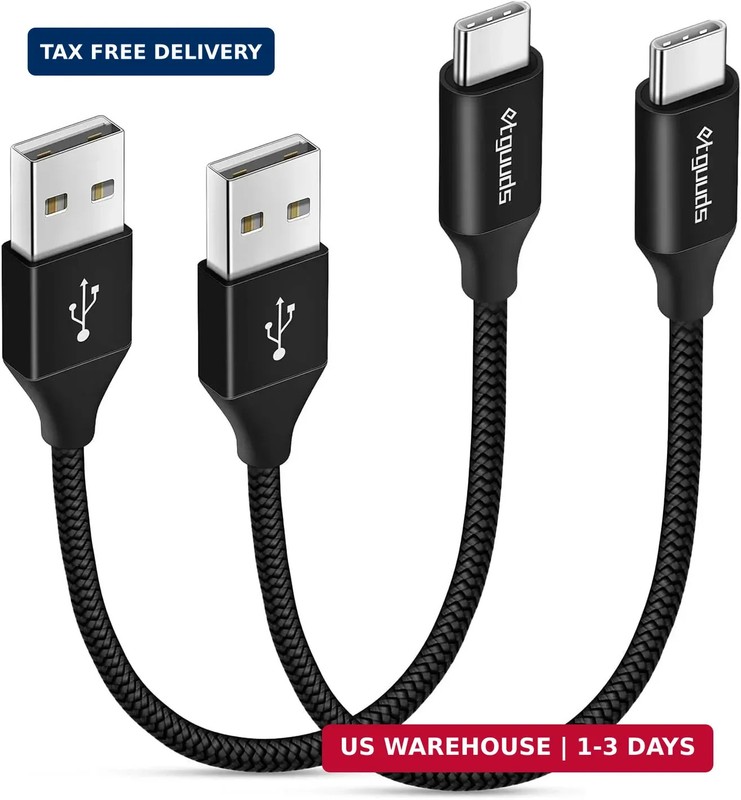 etguuds USB to USB C Cable 1ft, 2-Pack Short USB A to Type C Charger Cord Fast C