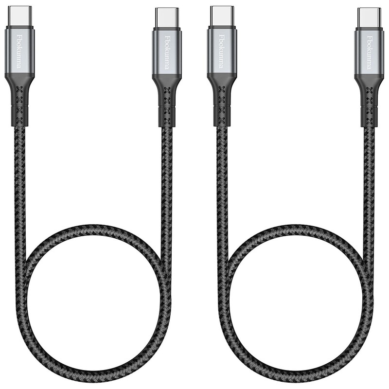 Fbokunma Short USB C to USB C Cable 1.5FT 2Pack, 60W Fast Charging Type C Cha…