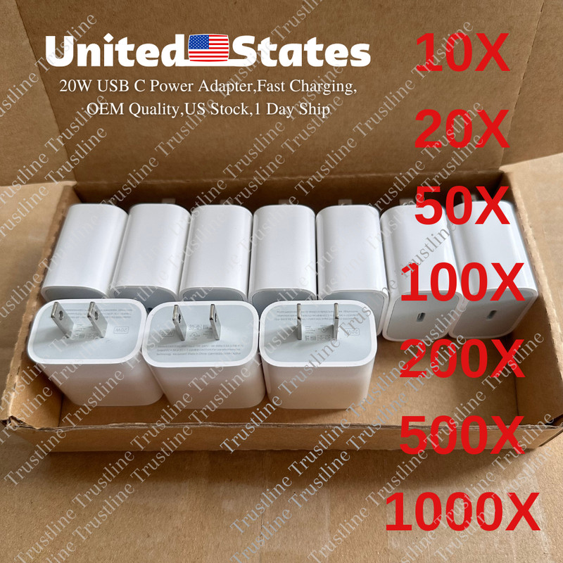 1-1000X Lot 20W Wall Charger USB-C Power Adapter For iPhone 15 14 13 12 Pro Max