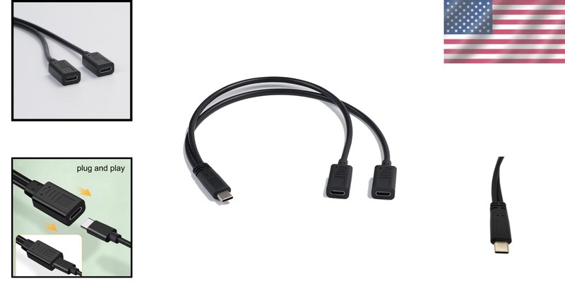 Versatile 1ft USB C Y Splitter Cable - Dual Female Outputs for Fast Charging gallery
