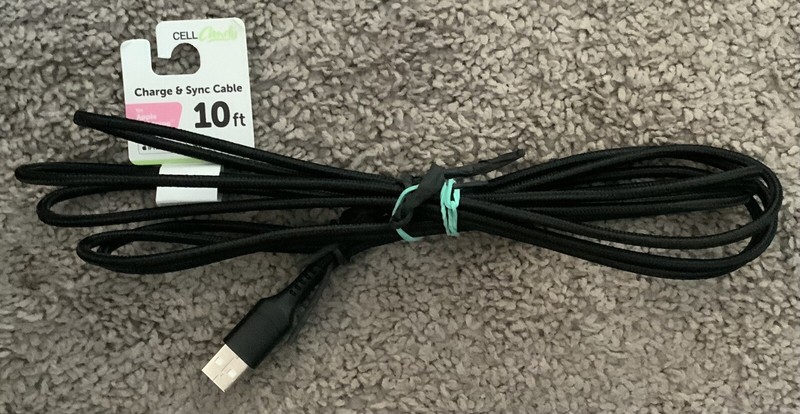Cell Candy – USB-A To Lighting Fast Charge Sync Cable – Black – 10 Feet
