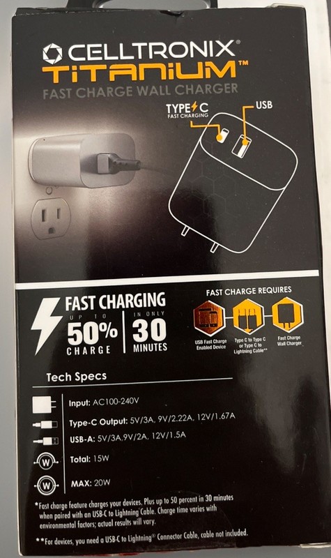 New 20W Dual Port Fast Charge Wall Charger USB-C Port Type-C 50% In 30 Min. GaN gallery