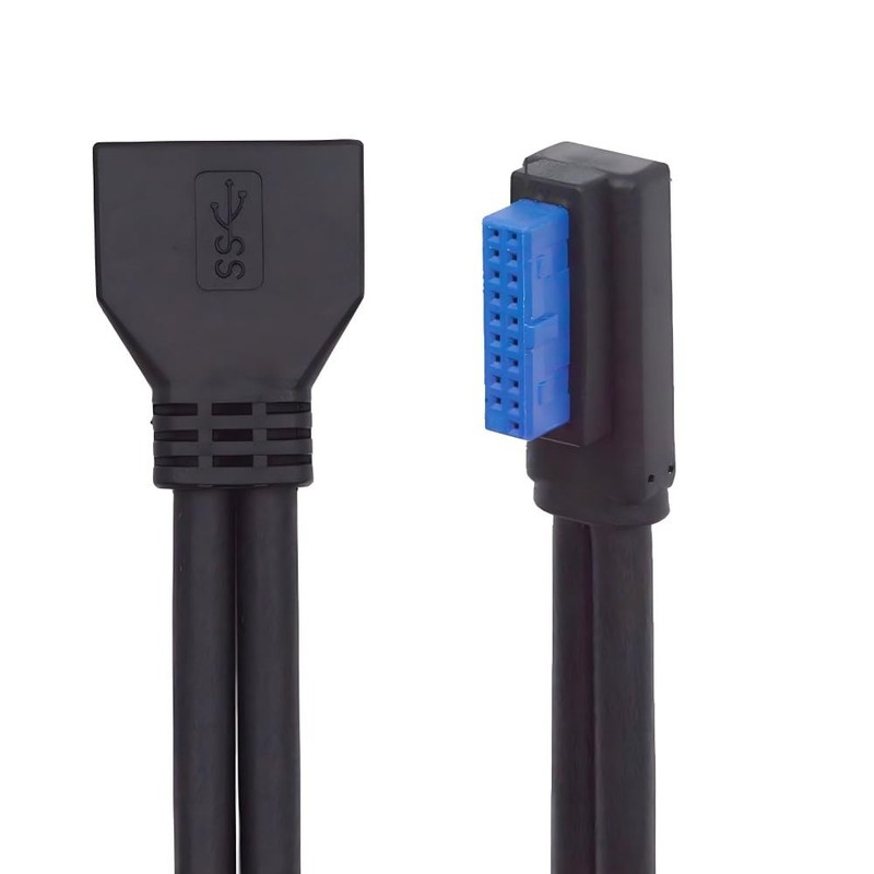 Right Angled USB 3.0 20-Pin Motherboard Extension Cable 24cm Low Profile