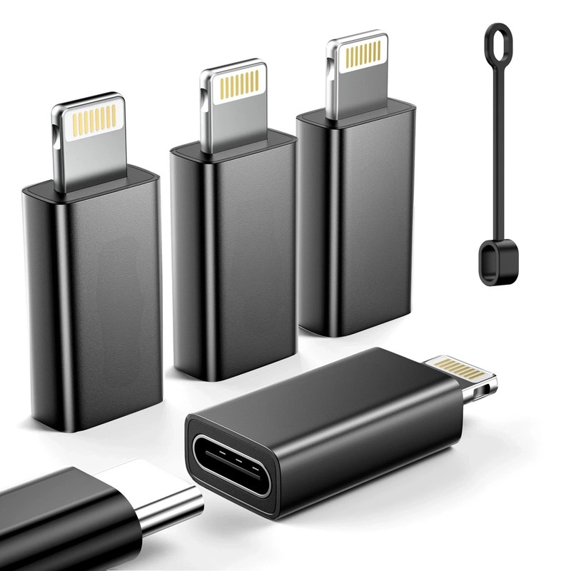 MFi Certified 27W USB C to Lightning Adapter (4 Pack) – Fast 4 Pack, Black