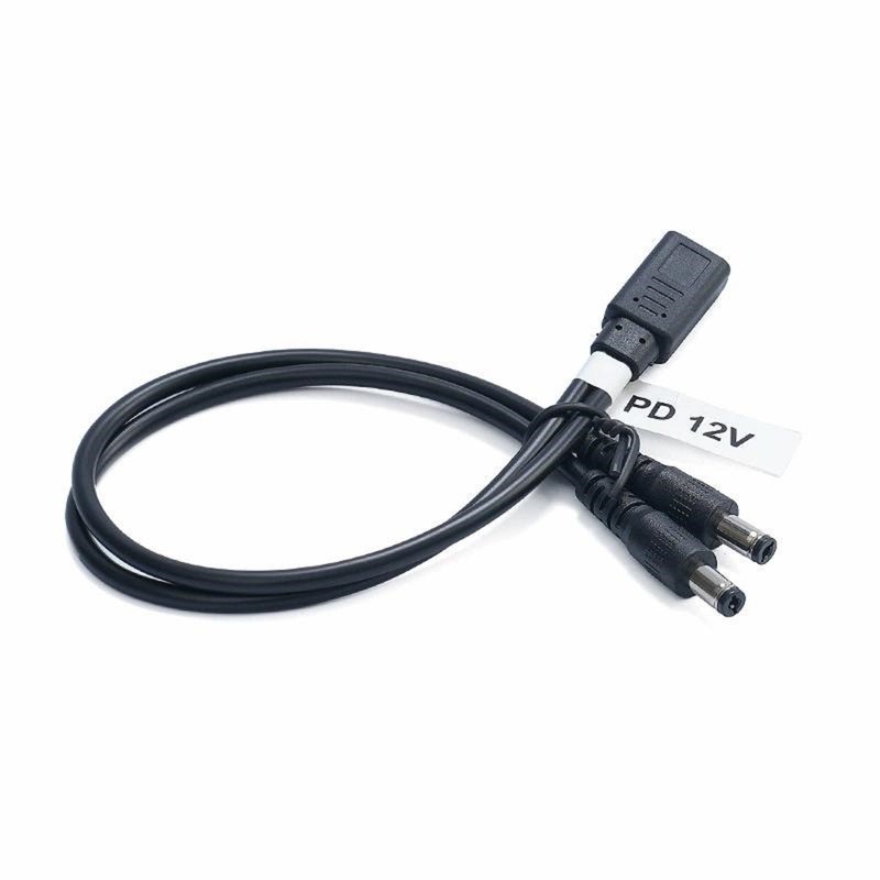 20pcs 12V Type-C to Dual 5.5x2.1mm Male DC Power Cable PD Splitter Charging Cord gallery