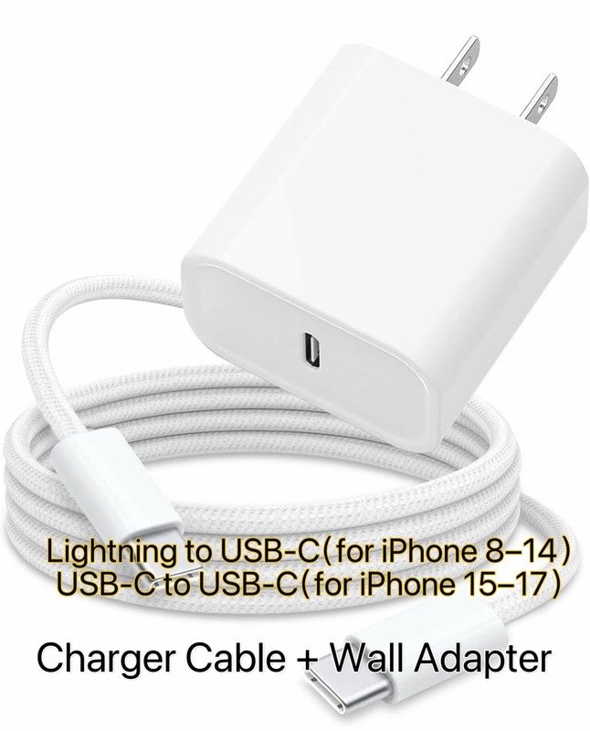 20W Fast Charger For iPhone 16 15 14 13 12 11 Pro Max USB-C Adapter PD Cable Lot