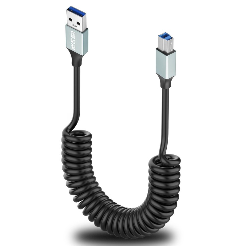 Coiled USB A to USB B 3.0 Cable Type A to Type B Printer USB Cable 5Gbps USB …