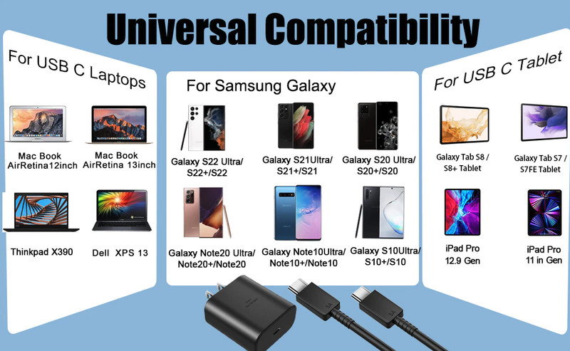 45W USB-C Super Fast Wall Charger + 6FT Cable For Samsung Galaxy S20 S21 S23 gallery