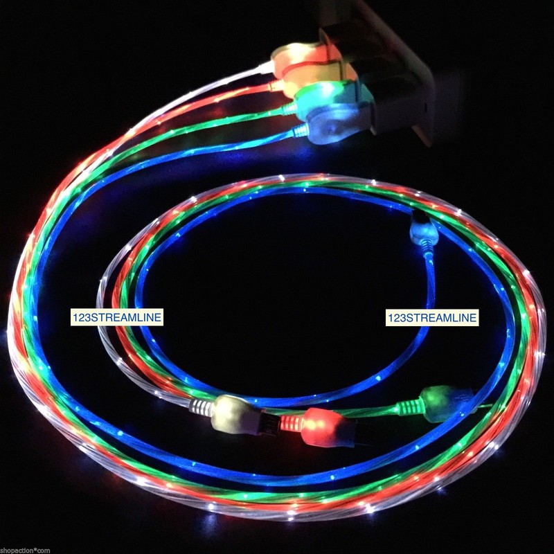 FLOWING LED LIGHT-UP USB charge Data Sync Cable charger FOR SAMSUNG LG HTC MICRO gallery
