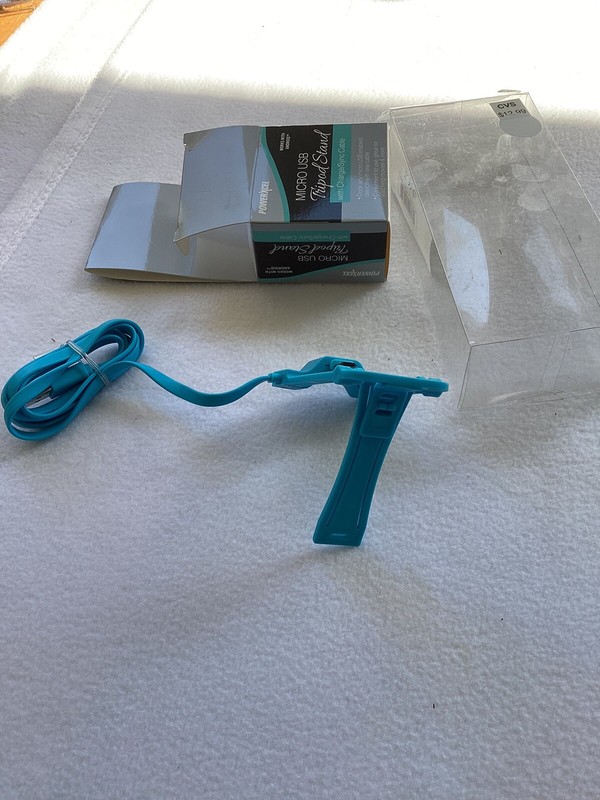 PowerXcel Micro USB Tripod Stand w/Charge/Sync Cable for Android,Baby Blue gallery